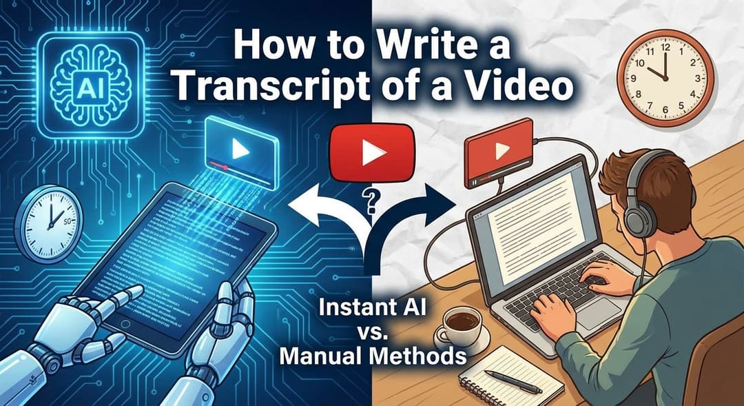 How to Write a Transcript of a Video (Instant AI vs. Manual Methods)
