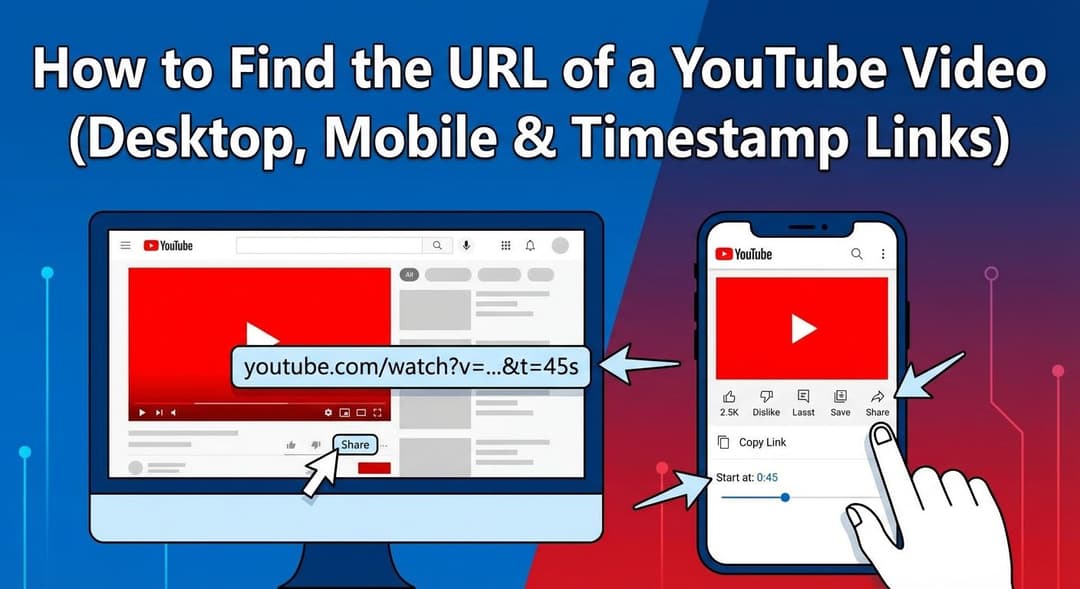 How to Find the URL of a YouTube Video (Desktop, Mobile & Timestamp Links)
